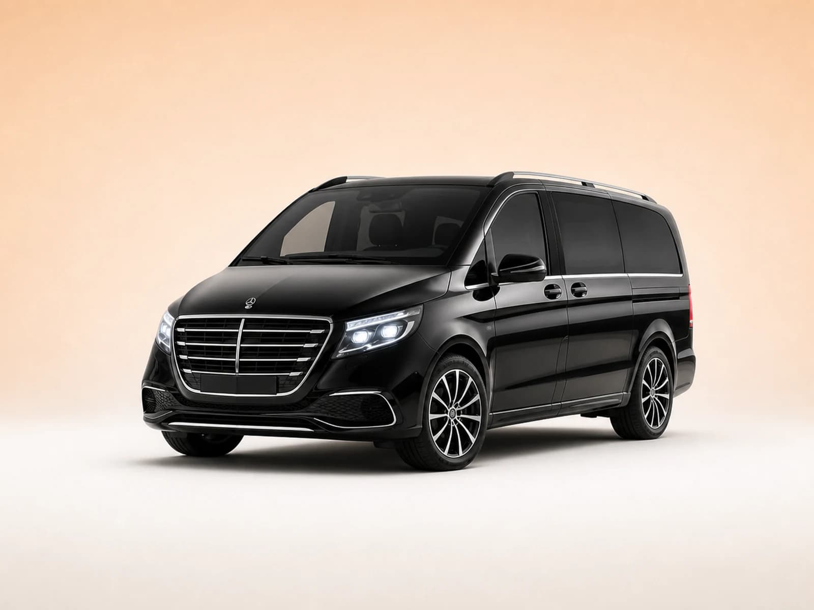 Black Mercedes-Benz V-Class or similar premium MPV
