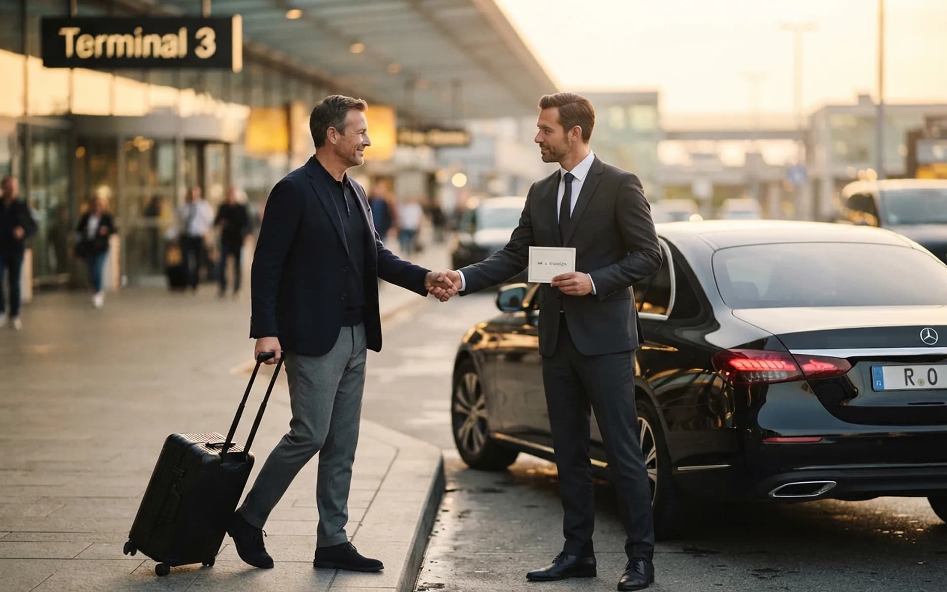 Mercedes-Benz Classe E, BMW Série 5, Audi A6 preto ou equivalente
